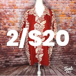 Old Navy Red and White Button Down Hawaiian Shirt